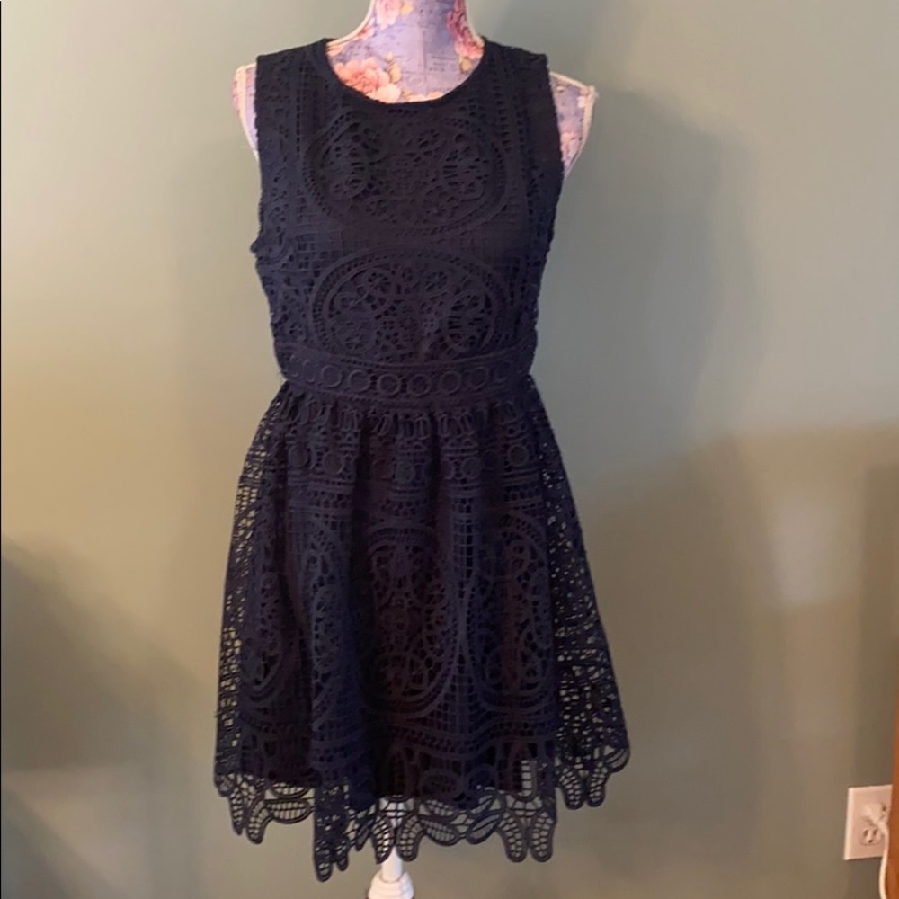 Francescas Miami Blue Lace Dress Medium Sleeveless